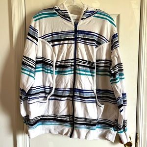 Lane Bryant White and Blue Stripe Athletic Jacket